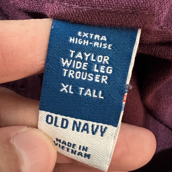 Old navy burgundy Extra High-Rise Taylor Wide Leg Trouser size XL tall - Picture 5 of 12